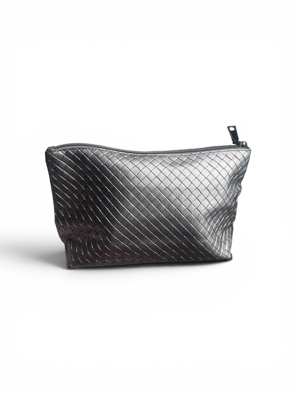 Woven Metallic Silver Shoulder Bag with matching Makeup bag included - Picture 3 of 6
